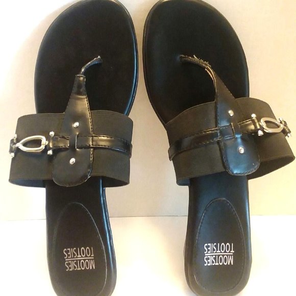 Mootsies Tootsies Black Thong Sandals - Picture 1 of 8